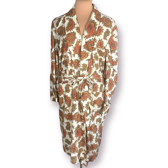 Vintage Towncraft Penn-Prest Paisley Print Unisex Robe Belted Dressing Gown - Picture 9 of 13